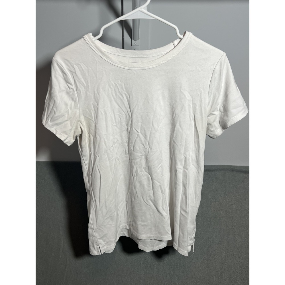 Old Navy Women's White Slim Fit Short Sleeve T-Shirt Size L